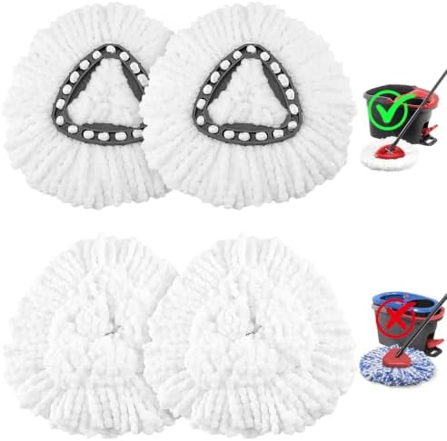 4 Pack Mop Head Replacement，Spin Mop Replacement Head by ELFIN