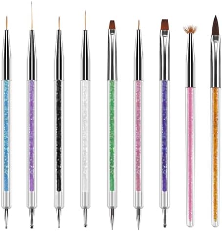 Artdone 9PC Nail Art Brushes Set double-ended, Liner Brush, Dotting Pen by Artdone