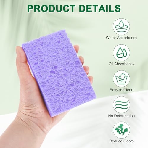 M METERXITY 6-Pack Kitchen Sponges, Condense Eco Cellulose Non-Scratch Scrub - Image 2