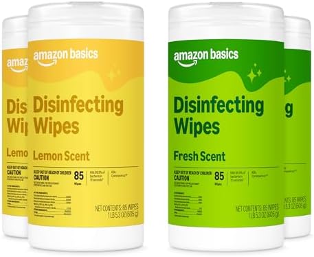 Amazon Basics Disinfecting Wipes, Lemon & Fresh Scent, Disinfects, Deodorizes by AmazonBasics