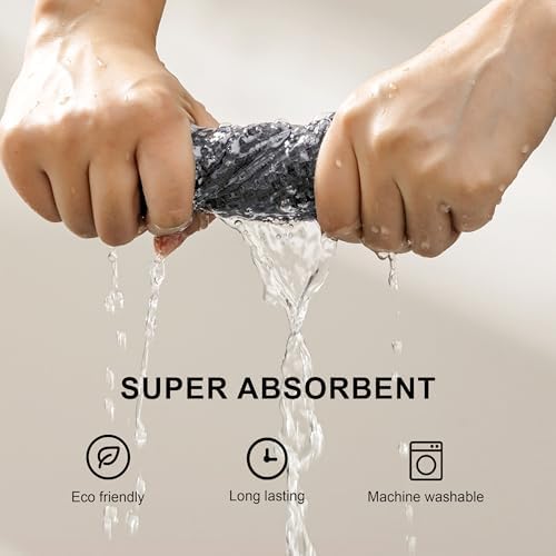 joybest Cotton Kitchen Dish Cloths, 12x12 Inches, Dark Grey - Image 4