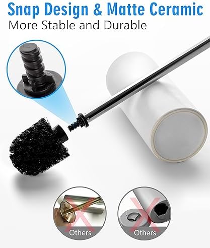 Matt White Ceramic Toilet Brush and Holder Set - Image 3