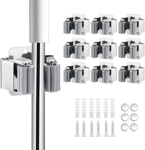 JAMEND CLXP 9PCS Broom and Mop Holder, Heavy Duty Garden Tool Organizer Rack by JAMEND+CLXP