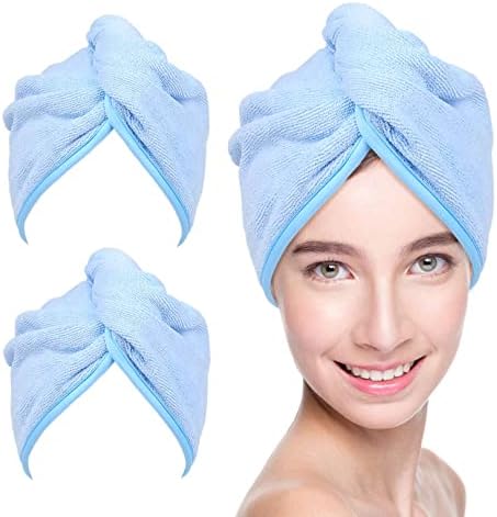 Microfiber Hair Towel Hair Wrap: 2 Pcs 10X26 Hair Dryer Women by YoulerTex