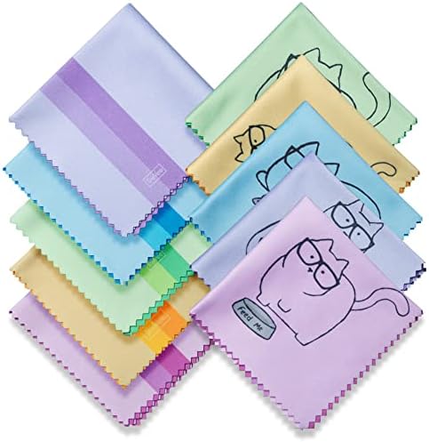 10 Pack Cute Kitty Cat Design Multicolor Microfiber Cleaning Cloths by TreVee