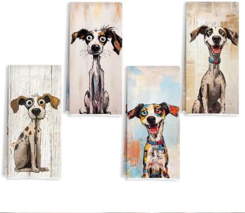 Whimsical Dog Kitchen Towels Set by Unknown