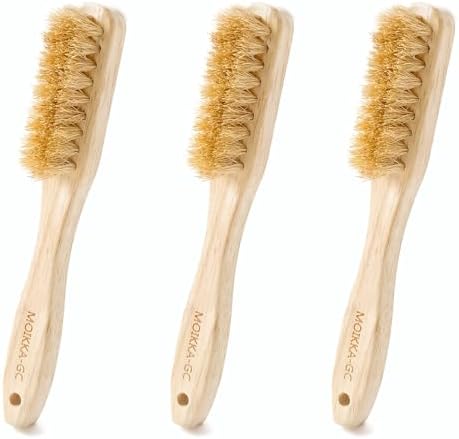 3Pcs Small Wood Laundry Stain Brush Set, Boar Bristles, Wooden Handle by Unknown
