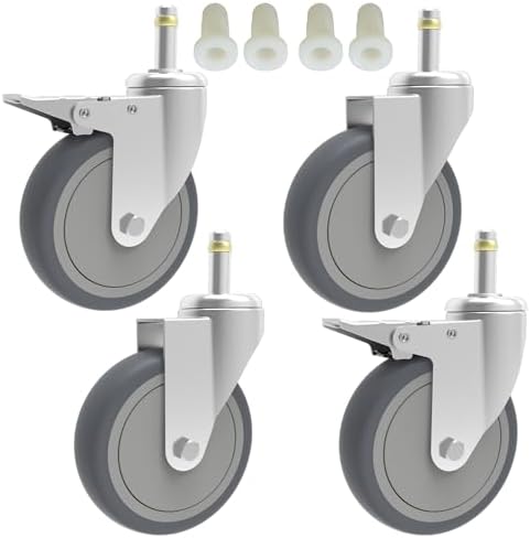 RILIDRI 4-Inch Swivel Stem Caster, 7/16-Inch Stem Diameter Rubber Wheel by RILIDRI
