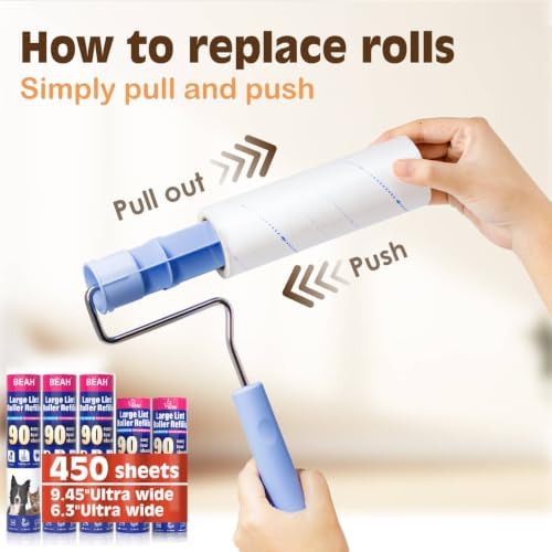 BEAH Large Lint Roller for Pet Hair Extra Sticky, 9.45''Pet Hair Removal Tool - Image 6