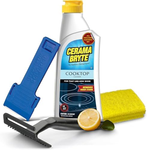 Cerama Bryte Cooktop Cleaning Kit, 10 oz Bottle, Tool & 3 Pads by CeramaBryte