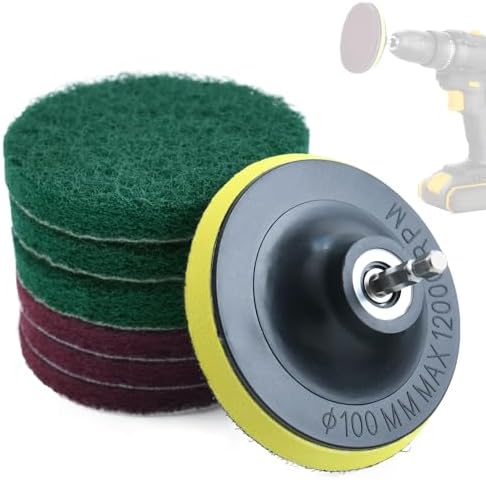 4 Inch Drill Powered Brush Tile Scrubber Scouring Pad Cleaning Kit by LEONTOOL