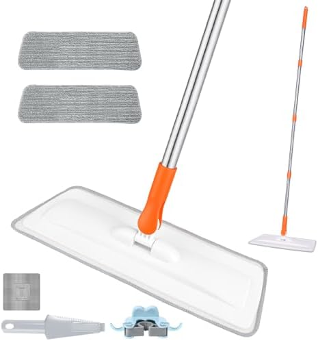 wlich Microfiber Flat Mop, 2 Washable Pads by wlich