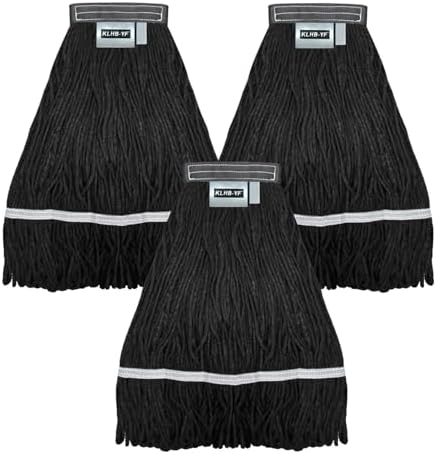 KLHB‑YF 21 Oz Heavy‑Duty Black Cotton Mop Head Replacement, Fade‑Resistant by KLHB-YF