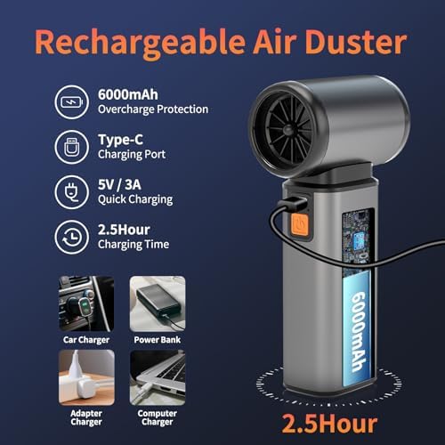 Compressed Air Duster, Stepless Speed Electric Air Duster, Metal Shell Air - Image 6