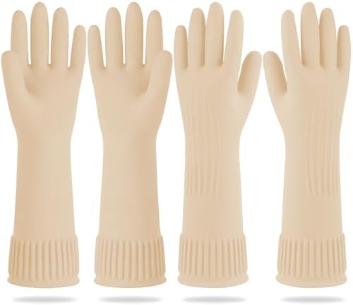 Mamison Rubber Dishwashing Gloves, Non-Slip Kitchen, Ivory Medium, 2 Pairs by QualityKitchenandHome