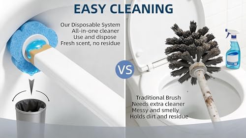Disposable Toilet Brush with 48 Refills Holder Wall Mount Scrub kit - Image 2