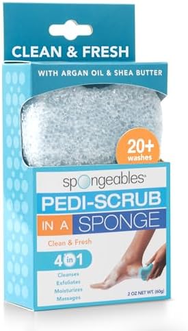 Spongables Pedi Scrub Foot Exfoliating 20+ Wash Sponge, Clean & Fresh by Spongeables
