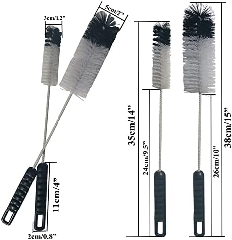 Bottle Brushes Thin Long Handle X 2, Soft Nylon Slim Wire Set - Image 2