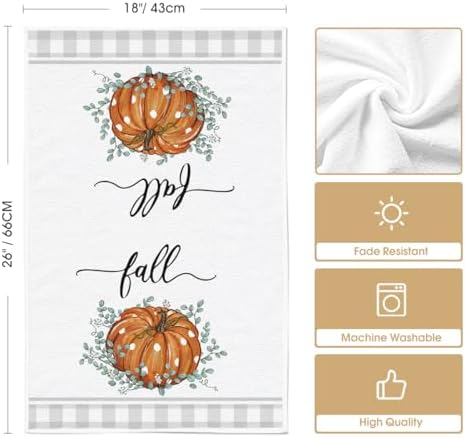 Artoid Mode Pumpkin Leaves Fall Kitchen Towels Set of 2 18x26 Inch - Image 6