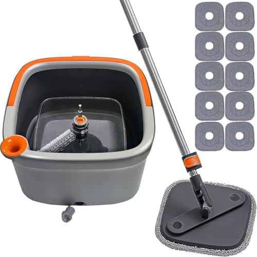 Spin Mop and Bucket Set with Self Separation Dirty and Clean Water System by Unknown