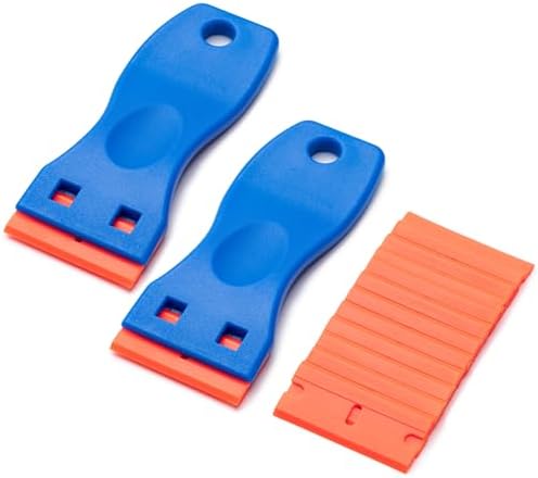 2 Pcs Plastic Razor Blade Scraper and 12 Pcs Blades, Remove Label Decal Tool by CADONO