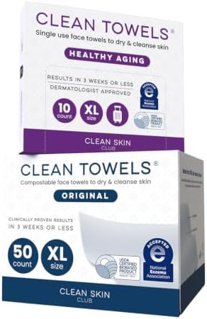 Clean Skin Club Clean Towels XL® Original 50 Ct + Healthy Aging 10ct Travel by CLEANSKINCLUB