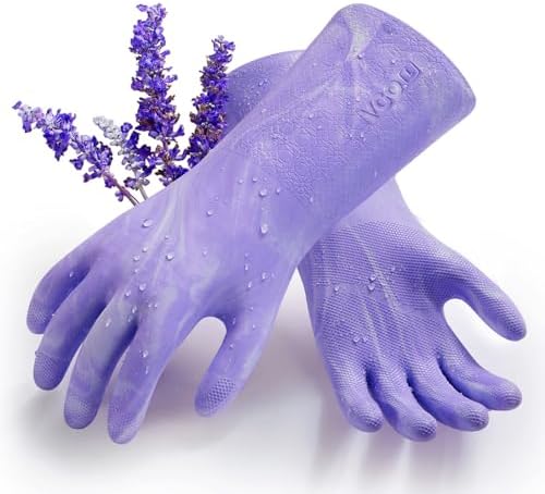 Vgo... Household Cleaning Gloves, Double-layer, Lined Dishwashing Gloves by Vgo