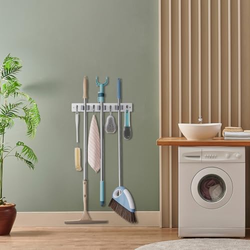 OUTNILI White Mop Broom Holder Wall Mount - Image 3