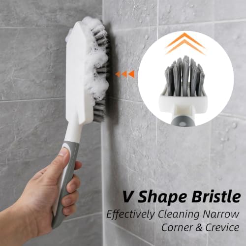 3 Pack Scrub Brush Set with Grout Brush, Shower Brush and Squeegee - Image 6