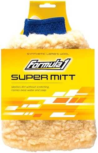Formula 1 Super Car Wash Mitt, Synthetic Lamb's Wool, Auto Detailing by Formula1