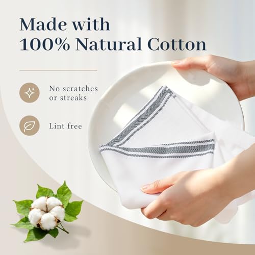 Homaxy 100% Ring Spun Cotton Kitchen Towels 8 Pack, Slate Gray Stripe - Image 2