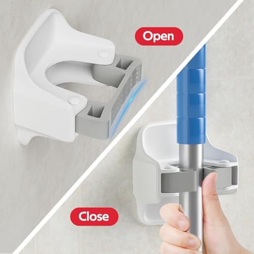 reliahom Broom Holder Wall Mount Mop Grippers Organizer wall Hanging - Image 2
