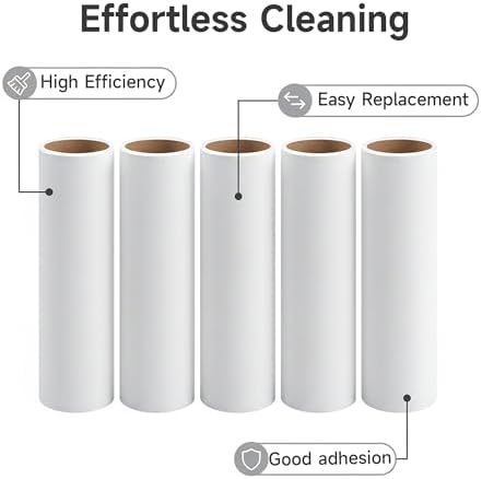 5 Pack 9.5 Inch Lint Roller Refills, 60 Sheets Per Roll - Image 3