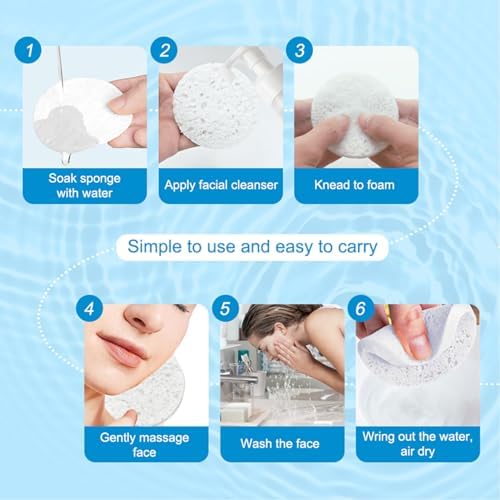 30 Count Compressed Facial Sponges Mini Soft Cellulose Pads - Image 3
