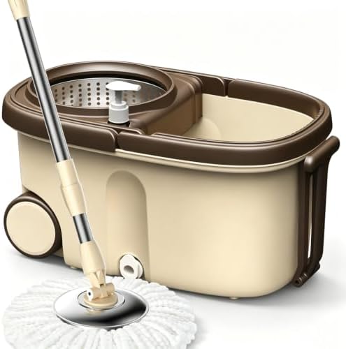 Spin Mop and Bucket, 360° Mop Head, 2 Reusable Microfiber Refills by Unknown
