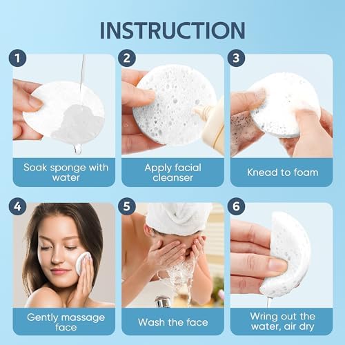 GAINWELL 50-Count Compressed Facial Sponges, Exfoliating Mask, Makeup Removal - Image 3