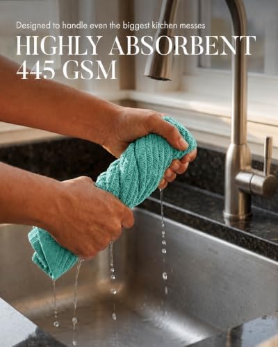 Bumble Kitchen Towels, 100% Cotton, Dish Towels Aqua - Image 4
