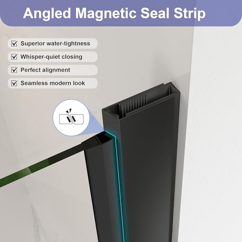 28"-30" W x 72" H Frameless Pivot Shower Door Matte Black - Image 4
