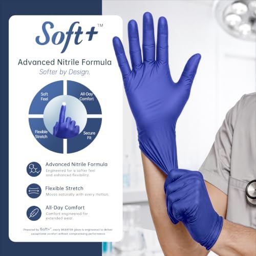BEASTEK Nitrile Exam Gloves 4Mil Powder-Free Medical Disposable Blue Violet - Image 3