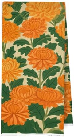 Orange Chrysanthemum Kitchen Towels by Unknown