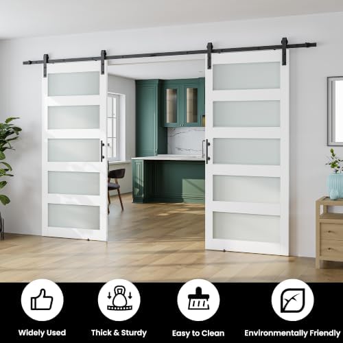 SMARTSTANDARD Double 38"×84" Glass Barn Door - Image 2