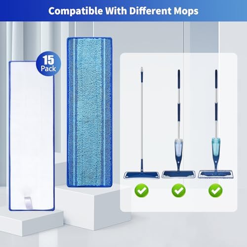 15-Pack Microfiber Mop Pads for Bona Mop- Washable Reusable Refills for Hardwood - Image 2