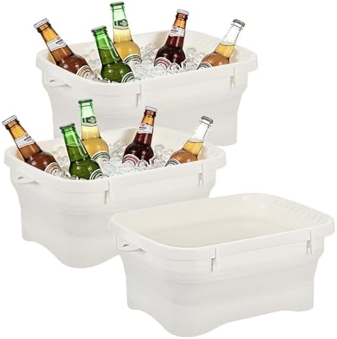 3 Pack Ice Buckets for Parties, Foldable Beverage Tub, Collapsible Ice Bucket by Unknown