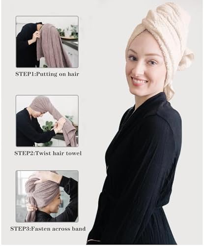 ROLSHOL 2-Pack Large Microfiber Hair Towel Wraps - Image 3