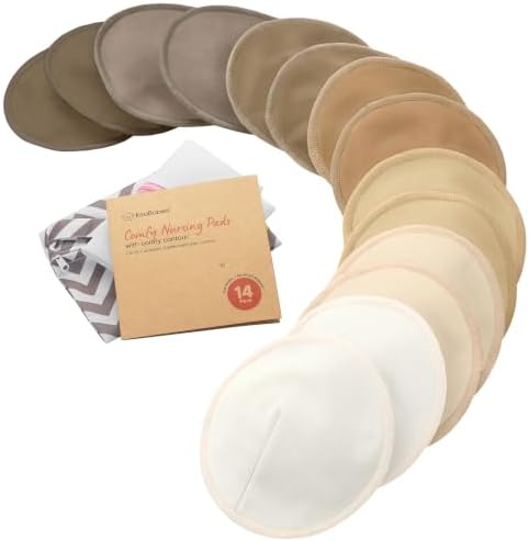 Organic Nursing Pads, 14 Washable Breast Pads, Wash Bag by KeaBabies