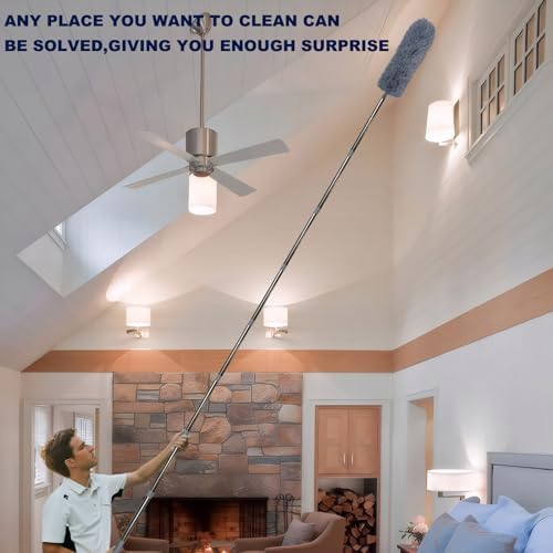 Tonmp 3 Pack 20+ Feet High Reach Grey Microfiber Feather Duster - Image 7