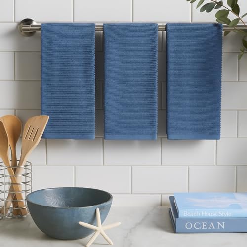 Serafina Home Chambray Denim Blue Kitchen Hand Dish Towels, 100% Cotton - Image 4
