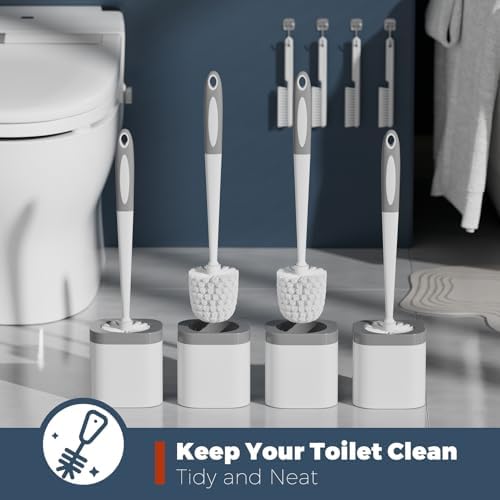 Holaloha Toilet Brush and Holder Set, Space Saving, 4 Pack - Image 4