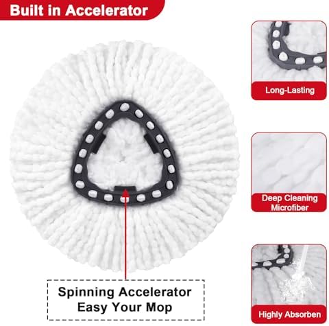 10 Pack Spin Mop Replacement Head Mop Refill Compatible - Image 3