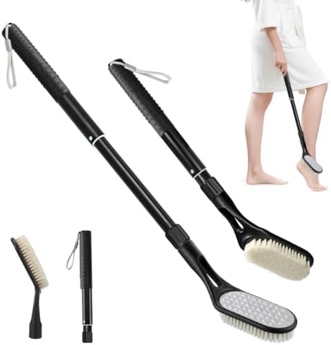 Adjustable Long Handle Foot Scrubber, 2-in-1 Foot Brush by VIVEBEI